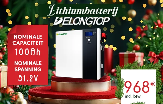 DelongTop 51,2V 314Ah 15kWh Lithium accu geprijsd op €2890 inc BTW.